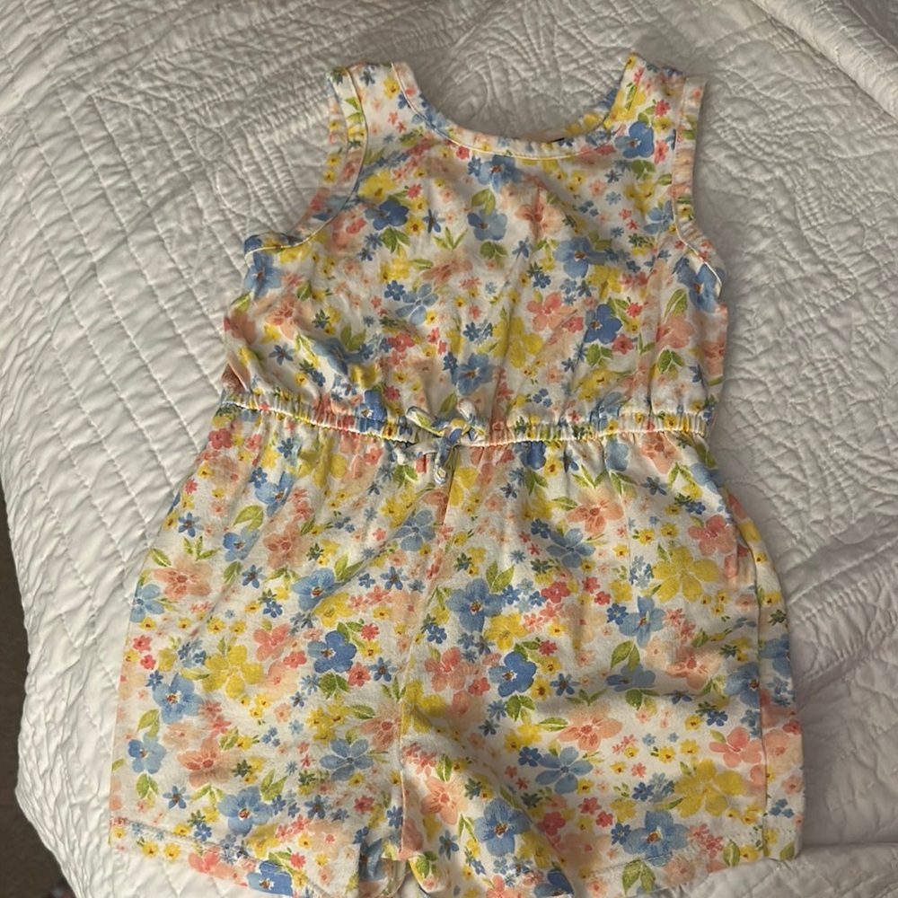 Old Navy Toddler Girls Floral Romper with Cinched Drawstring  Waist